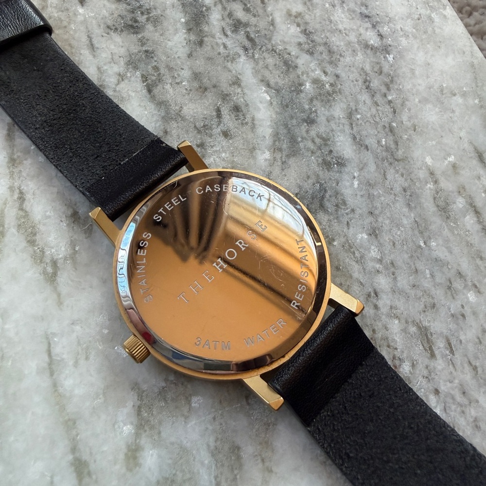The HORSE  Gold Case Watch with Black Strap and White Dial - Picture 5 of 6